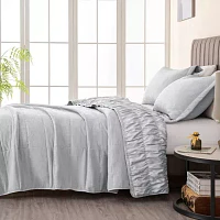 Linery Textured Spandex Solid Reversible Quilt Set