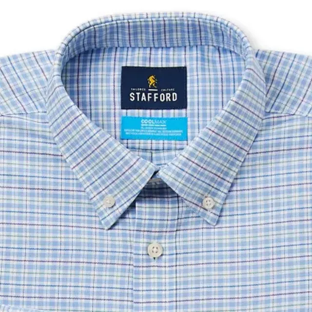 Stafford Coolmax Mens Regular Fit Stretch Fabric Wrinkle Free Long Sleeve  Dress Shirt