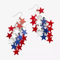 Bijoux Bar Silver Tone Stainless Steel Star Drop Earrings