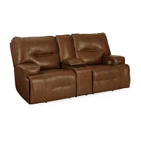 Signature Design By Ashley® Francesca Dual Power Leather Reclining Loveseat with Console