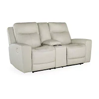 Signature Design By Ashley® Mindanao Dual Power Leather Reclining Loveseat with Console