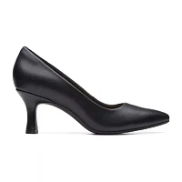 Clarks Womens Katleyna Gem Pointed Toe Flared Heel Pumps