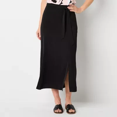 Liz Claiborne Womens Mid Rise Midi Full Skirt