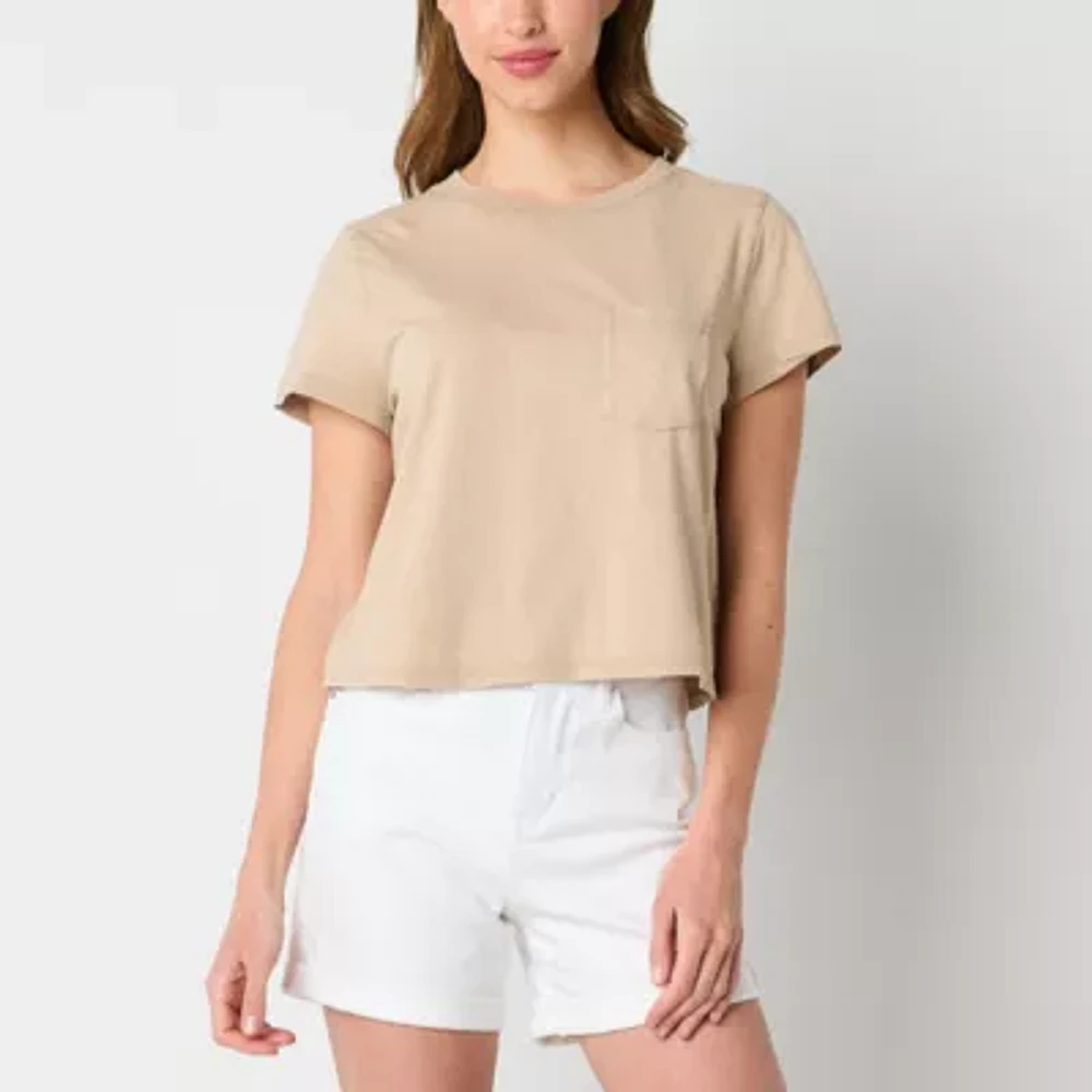 a.n.a Womens Round Neck Short Sleeve T-Shirt