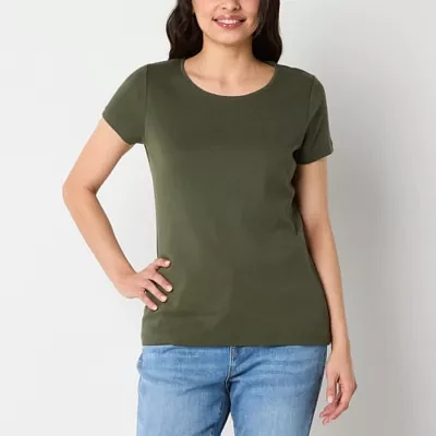 St. John's Bay Womens Crew Neck Short Sleeve T-Shirt