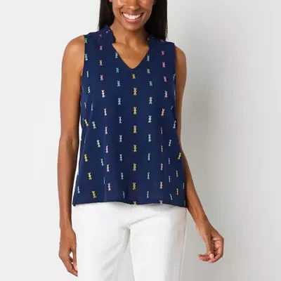 St. John's Bay Womens V Neck Sleeveless Blouse