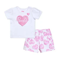 Baby Girls 2-pc. Barbie Short Set