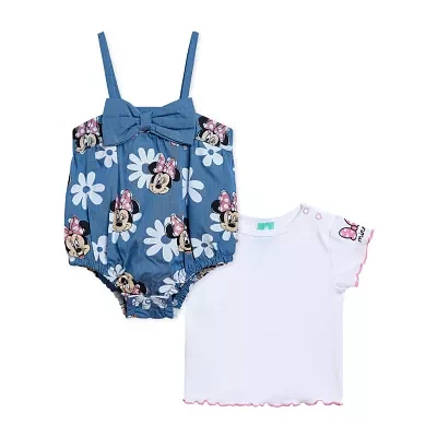 Disney Baby Girls 2-pc. Minnie Mouse Shortall Set