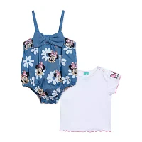 Disney Baby Girls 2-pc. Minnie Mouse Shortall Set