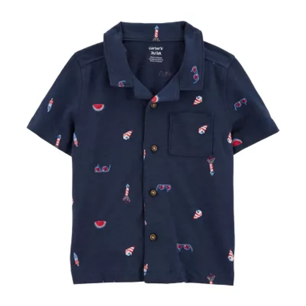 Carter's Toddler Boys Americana Short Sleeve Button-Down Shirt