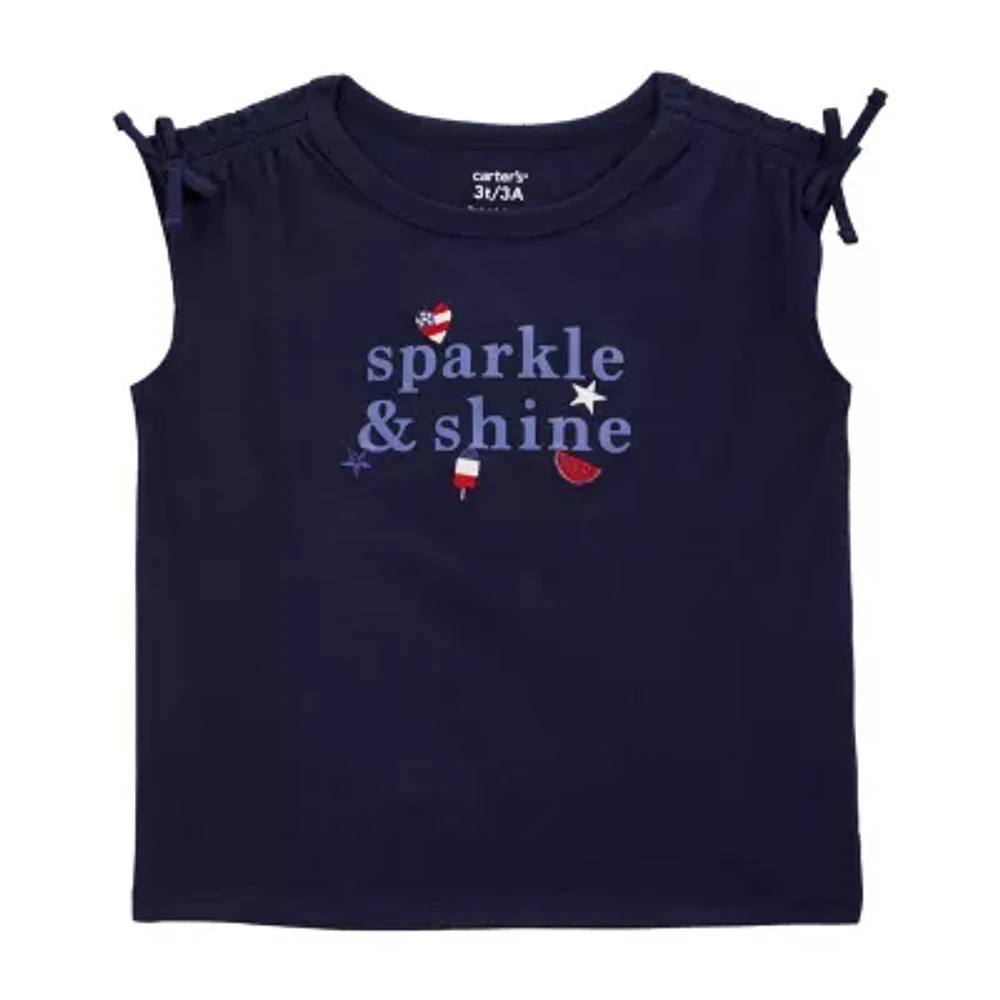Carter's Toddler Girls Americana Round Neck Short Sleeve Graphic T-Shirt