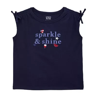 Carter's Toddler Girls Americana Round Neck Short Sleeve Graphic T-Shirt
