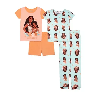 Disney Collection Little & Big Girls 4-pc. Moana Pajama Sets