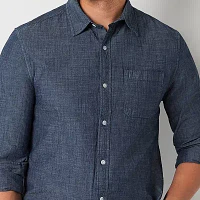 St. John's Bay Chambray Mens Slim Fit Long Sleeve Button-Down Shirt