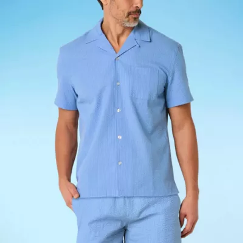 St. John's Bay Mens Striped Short Sleeve Swim Shirt