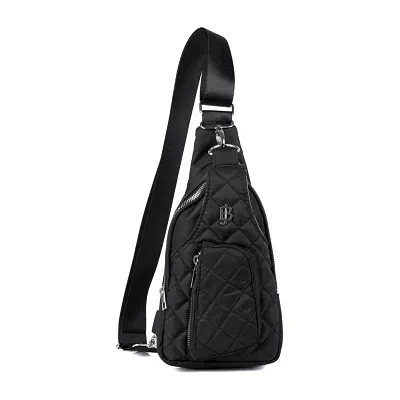 Julia Buxton Nylon Quilted Sling Womens Adjustable Straps Backpack