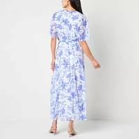 Studio 1 Womens Short Sleeve Floral Maxi Dress