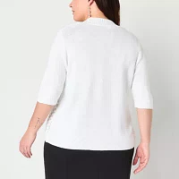 Perceptions Womens Elbow Sleeve Shrug Plus