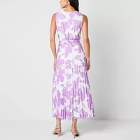Studio 1 Womens Sleeveless Floral Maxi Dress Petite