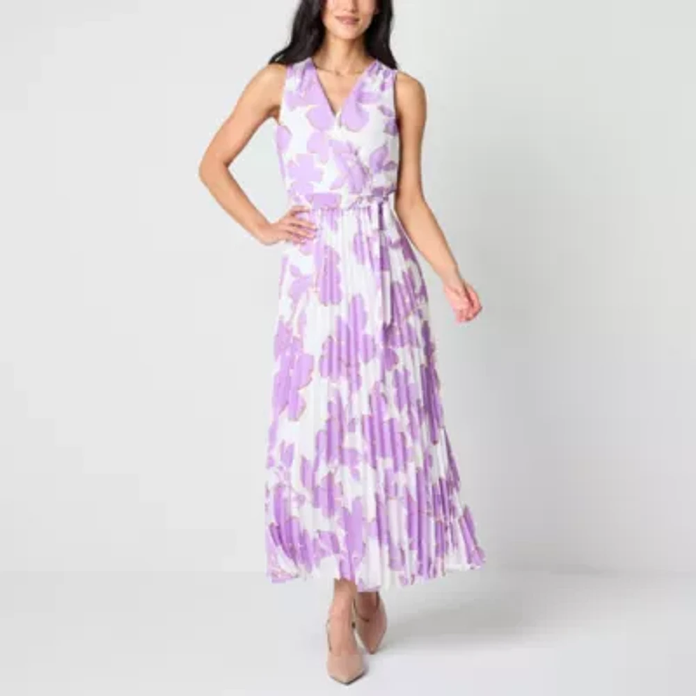 Studio 1 Womens Sleeveless Floral Maxi Dress Petite
