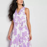 Studio 1 Womens Sleeveless Floral Maxi Dress Petite