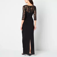 Brianna Milay Womens 3/4 Sleeve Sequin Evening Gown