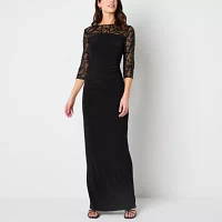 Brianna Milay Womens 3/4 Sleeve Sequin Evening Gown