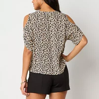 Bold Elements Womens V Neck Elbow Sleeve Blouse