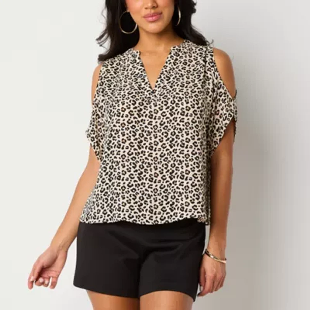 Bold Elements Womens V Neck Elbow Sleeve Blouse