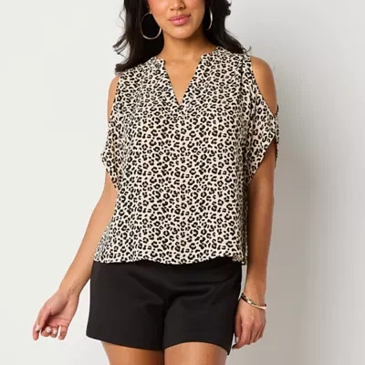 Bold Elements Womens V Neck Elbow Sleeve Blouse