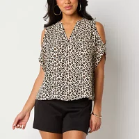 Bold Elements Womens V Neck Elbow Sleeve Blouse