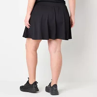 Xersion Womens Plus Assymetrical Pleated Quick Dry Knit Skort