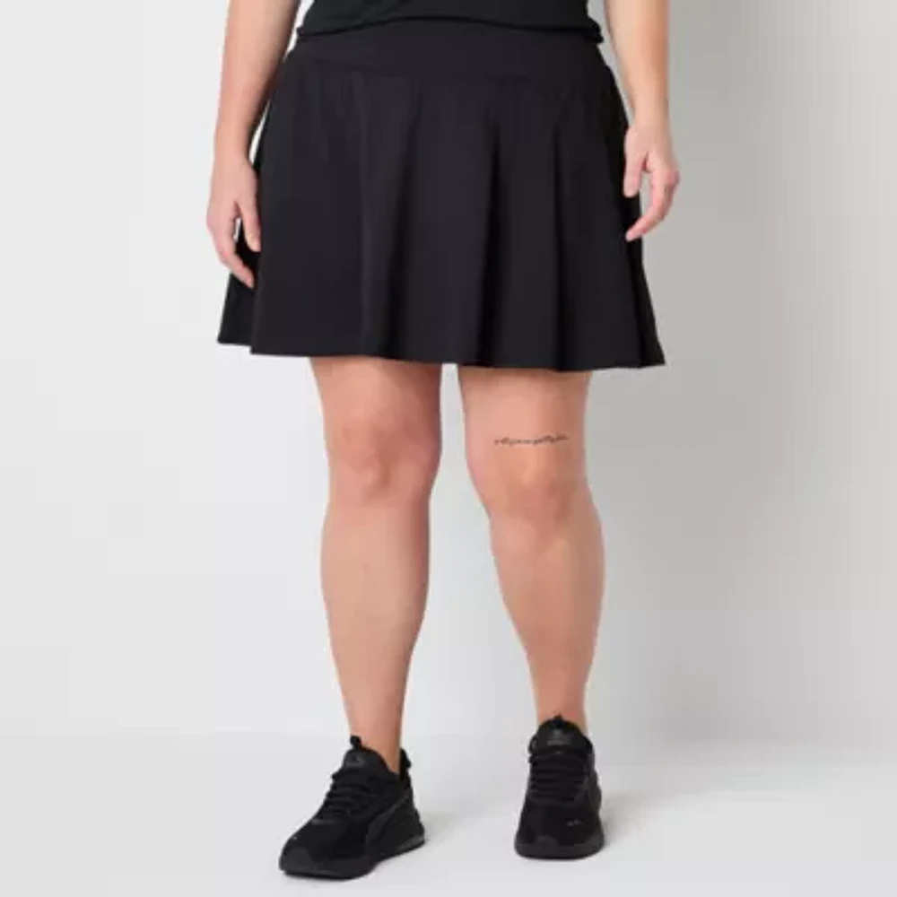 Xersion Womens Plus Assymetrical Pleated Quick Dry Knit Skort