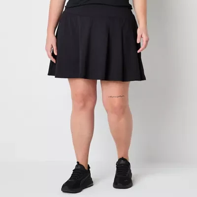 Xersion Womens Plus Assymetrical Pleated Quick Dry Knit Skort
