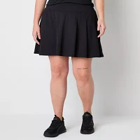 Xersion Womens Plus Assymetrical Pleated Quick Dry Knit Skort
