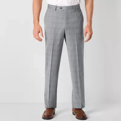Stafford Mens Plaid Classic Fit Flat Front Suit Pant
