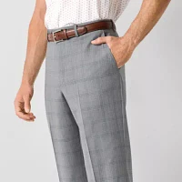 Stafford Mens Plaid Classic Fit Flat Front Suit Pant