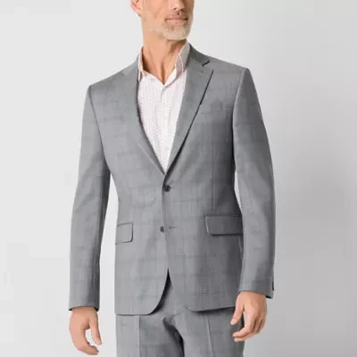 Stafford Mens Plaid Classic Fit Suit Jacket