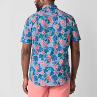St. John's Bay Breathable Performance Mens Classic Fit Short Sleeve Button-Down Shirt