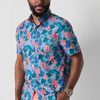 St. John's Bay Breathable Performance Mens Classic Fit Short Sleeve Button-Down Shirt