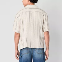 Arizona Mens Short Sleeve Cropped Button-Down Shirt
