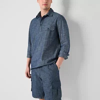 mutual weave Mens Regular Fit Long Sleeve Popover Shirt