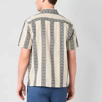 mutual weave Mens Short Sleeve Camp Shirt