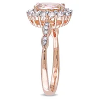 Womens Diamond Accent Pink Morganite 14K Rose Gold Rectangular Cocktail Ring