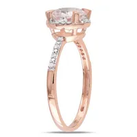 Womens Diamond Accent Pink Morganite 10K Rose Gold Round Cocktail Ring