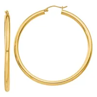 14K Gold 50mm Round Hoop Earrings