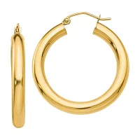 14K Gold 30mm Round Hoop Earrings