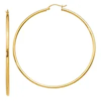 14K Gold 60mm Round Hoop Earrings