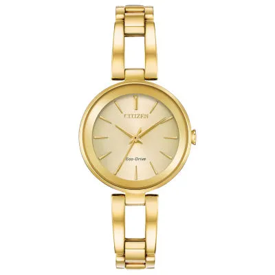 Citizen Axiom Womens Gold Tone Stainless Steel Bangle Watch Em0638-50p