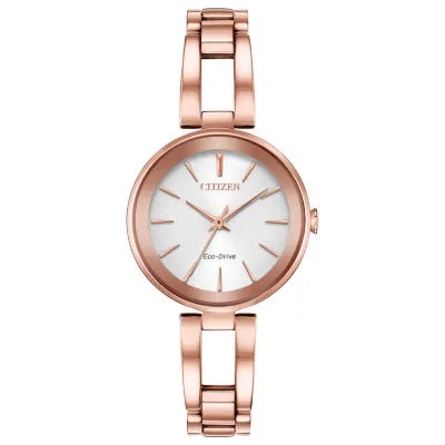 Citizen Axiom Womens Rose Goldtone Stainless Steel Bangle Watch Em0633-53a